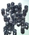 30 8mm Triangle Faceted Black Diamond, Silver Tipped with Coated Ends